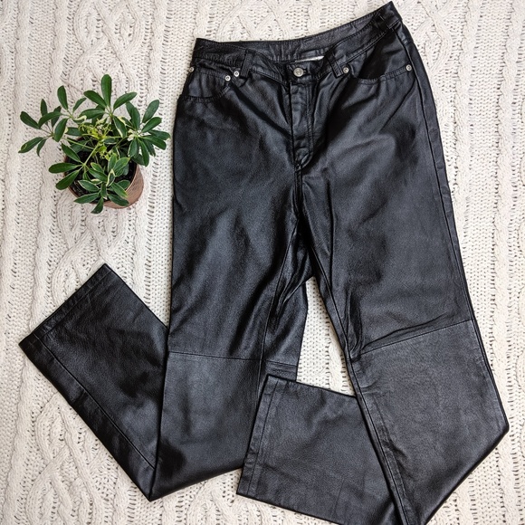 Newport News Pants - Newport News Black Leather Pants 6 EUC